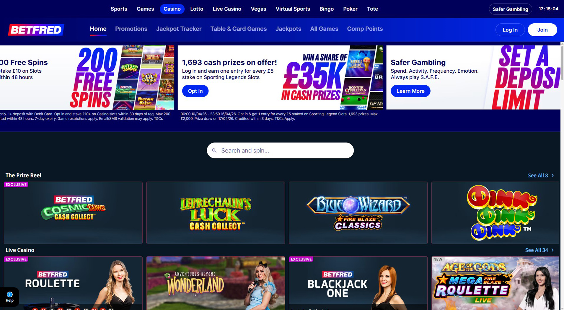 5. Betfred Casino - Mobile Minify Casino Choice